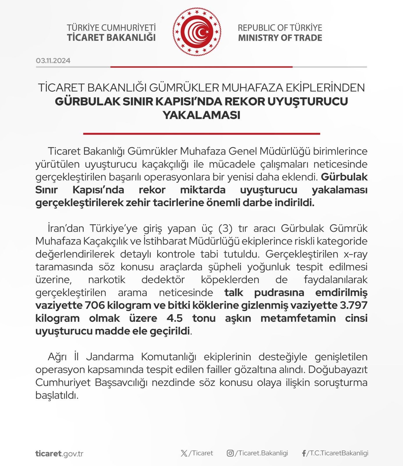 Türkiye’nin Zehirle Savaşı Tarihe Geçti! Gürbulak’ta Ele Geçirilen Uyuşturucu Miktarı Dudak Uçuklattı!