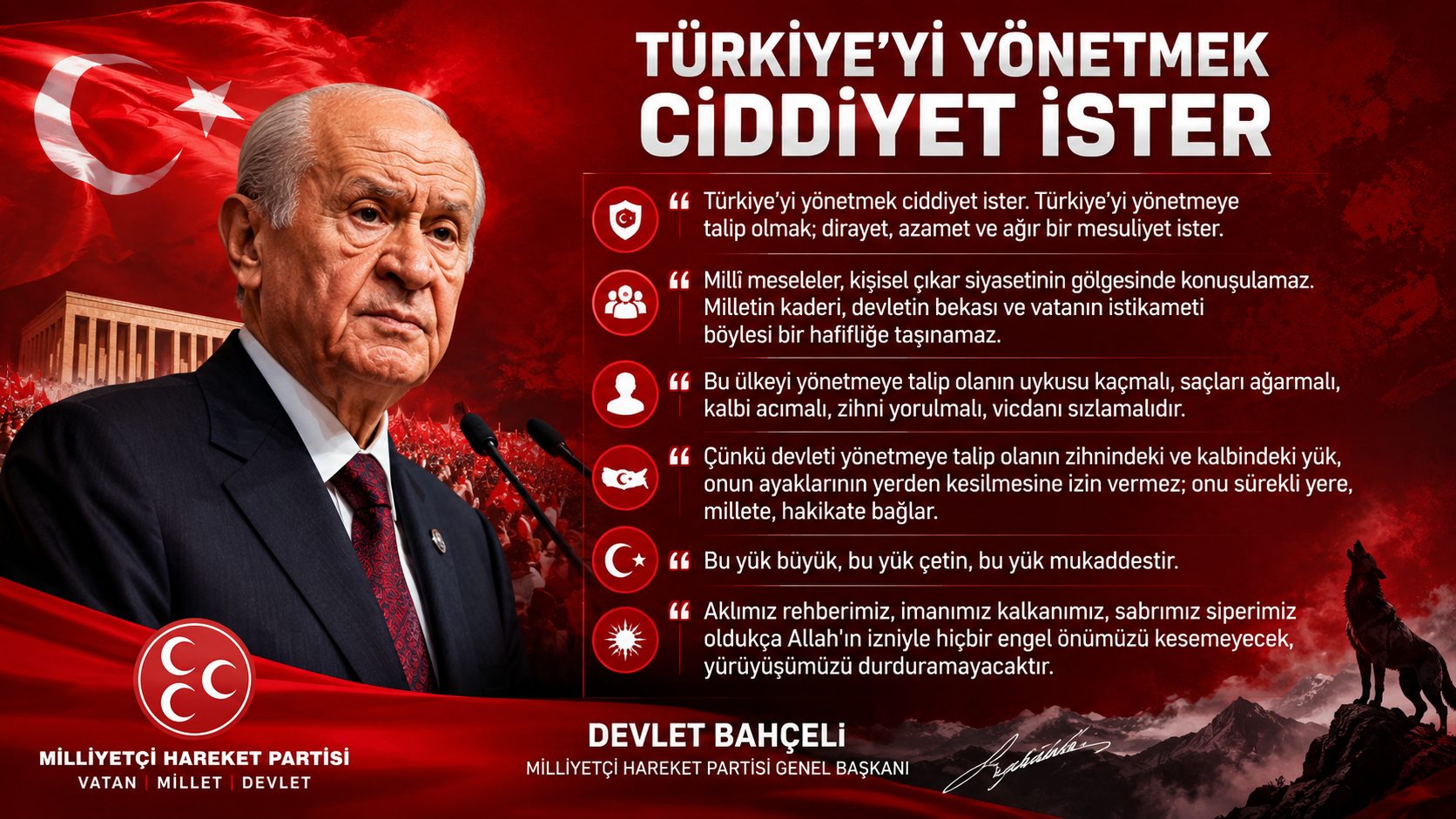 Bahçeli’den “Devlet Yönetimi” Vurgusu: “Türkiye’yi Yönetmek Ağır Bir Mesuliyet İster”